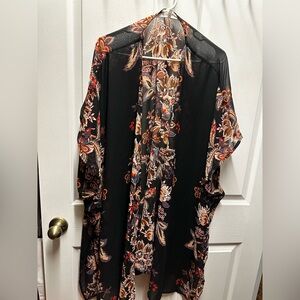 Maurices Black Floral Kimono